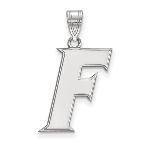 14k White Gold LogoArt University of Florida Letter F Large Pendant