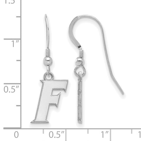 Sterling Silver Rhodium-plated LogoArt University of Florida Letter F Small Dangle Wire Earrings