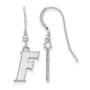 Sterling Silver Rhodium-plated LogoArt University of Florida Letter F Small Dangle Wire Earrings