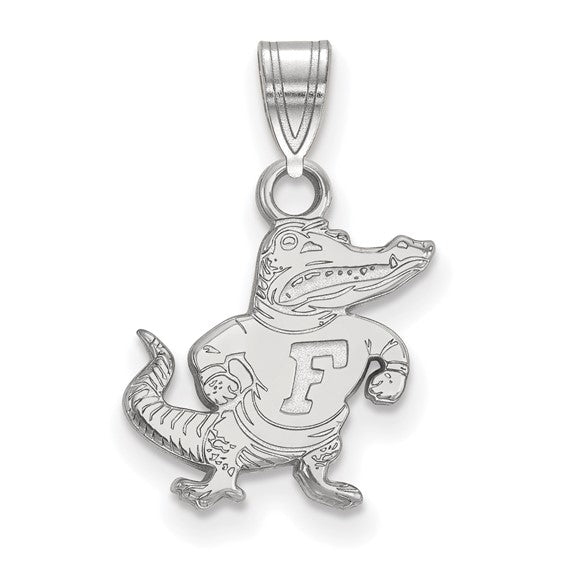 Sterling Silver Rhodium-plated LogoArt University of Florida Gator Small Pendant