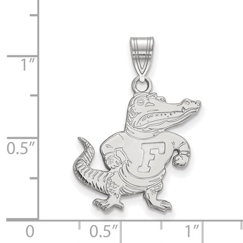 Sterling Silver Rhodium-plated LogoArt University of Florida Gator Large Pendant