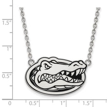 Load image into Gallery viewer, Sterling Silver Rhodium-plated LogoArt University of Florida Gator Large Enameled Pendant 18 inch Necklace