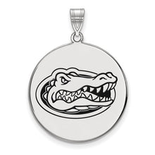 Load image into Gallery viewer, Sterling Silver Rhodium-plated LogoArt University of Florida Gator Extra Large Enameled Disc Pendant