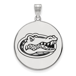 Sterling Silver Rhodium-plated LogoArt University of Florida Gator Extra Large Enameled Disc Pendant