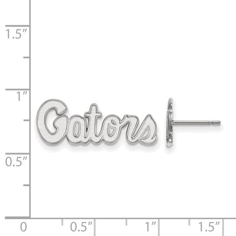 10k White Gold LogoArt University of Florida Gators Script Extra Small Post Earrings