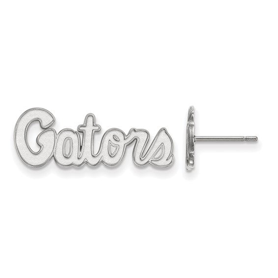 10k White Gold LogoArt University of Florida Gators Script Extra Small Post Earrings