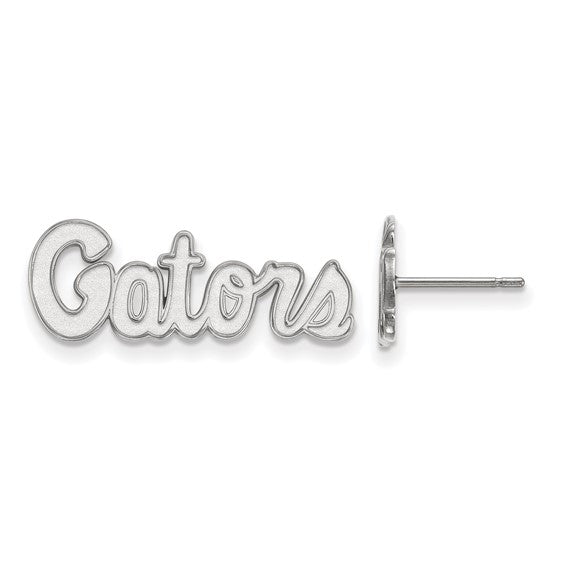 14k White Gold LogoArt University of Florida Gators Script Extra Small Post Earrings