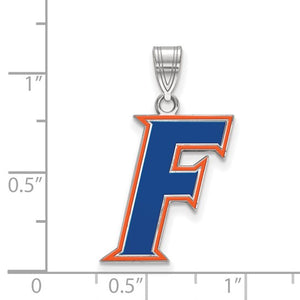 Sterling Silver Rhodium-plated LogoArt University of Florida Letter F Large Enameled Pendant
