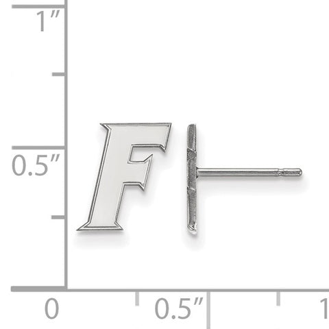 Sterling Silver Rhodium-plated LogoArt University of Florida Letter F Extra Small Post Earrings