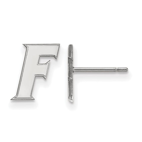 14k White Gold LogoArt University of Florida Letter F Extra Small Post Earrings