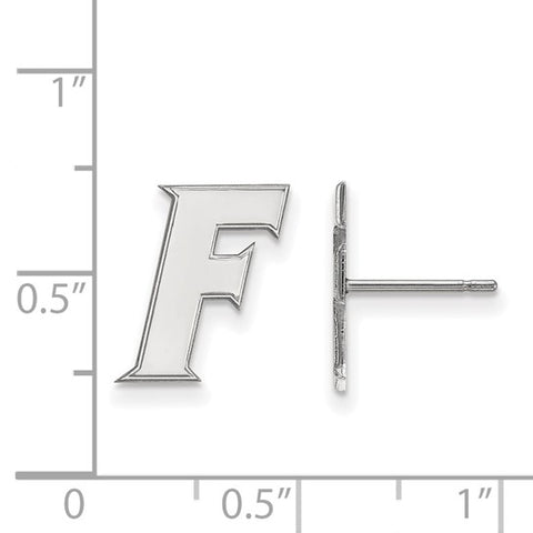 14k White Gold LogoArt University of Florida Letter F Small Post Earrings