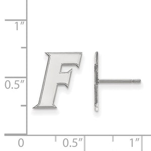Sterling Silver Rhodium-plated LogoArt University of Florida Letter F Small Post Earrings