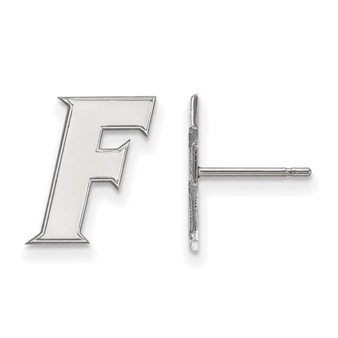 14k White Gold LogoArt University of Florida Letter F Small Post Earrings