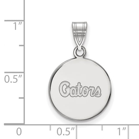 Sterling Silver Rhodium-plated LogoArt University of Florida Gators Script Medium Disc Pendant