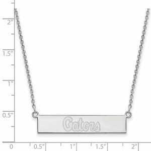 Sterling Silver Rhodium-plated LogoArt University of Florida Gators Script Small Bar 18 inch Necklace