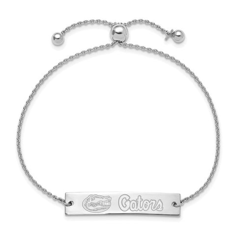 Sterling Silver Rhodium-plated LogoArt University of Florida Name Bar Adjustable Bracelet