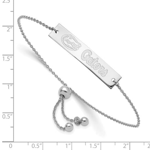 Sterling Silver Rhodium-plated LogoArt University of Florida Name Bar Adjustable Bracelet