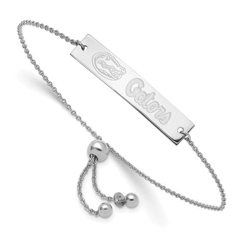 Sterling Silver Rhodium-plated LogoArt University of Florida Name Bar Adjustable Bracelet