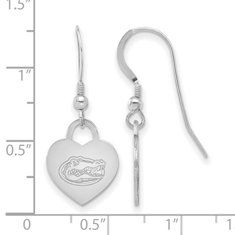 Sterling Silver Rhodium-plated LogoArt University of Florida Heart Dangle Earrings