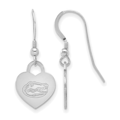 Sterling Silver Rhodium-plated LogoArt University of Florida Heart Dangle Earrings