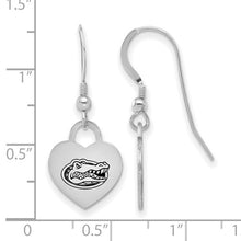 Load image into Gallery viewer, Sterling Silver Rhodium-plated LogoArt University of Florida Enamel Heart Dangle Earrings