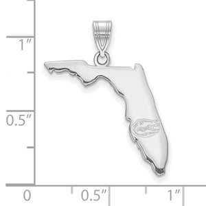 Sterling Silver Rhodium-plated LogoArt University of Florida State Pendant