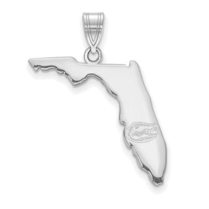 Sterling Silver Rhodium-plated LogoArt University of Florida State Pendant