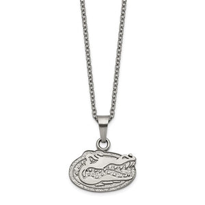 Stainless Steel LogoArt University of Florida Gator Pendant 18 inch Necklace with 2 inch Extender
