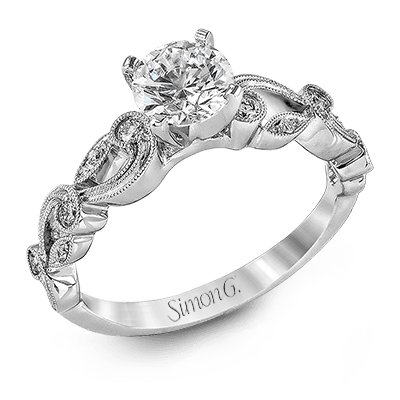 Simon G. Round Cut Trellis Design Engagement Ring 0.32CTW