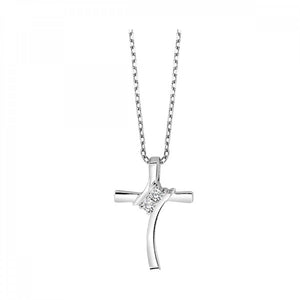 Silver Diamond Cross Pendant