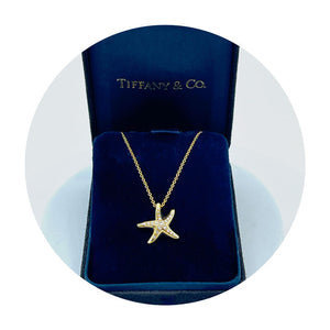 Estate 18K Yellow Gold Tiffany & Co. Elsa Peretti Starfish Pendant on a chain