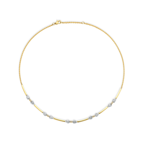 Two Toned Necklace with Pear Shaped Diamonds