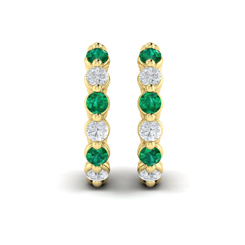 Vlora Adella Diamond and Emerald Twist Hoop Earrings