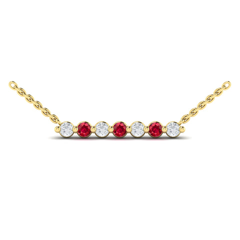 Vlora Adella Diamond and Ruby Bar Necklace