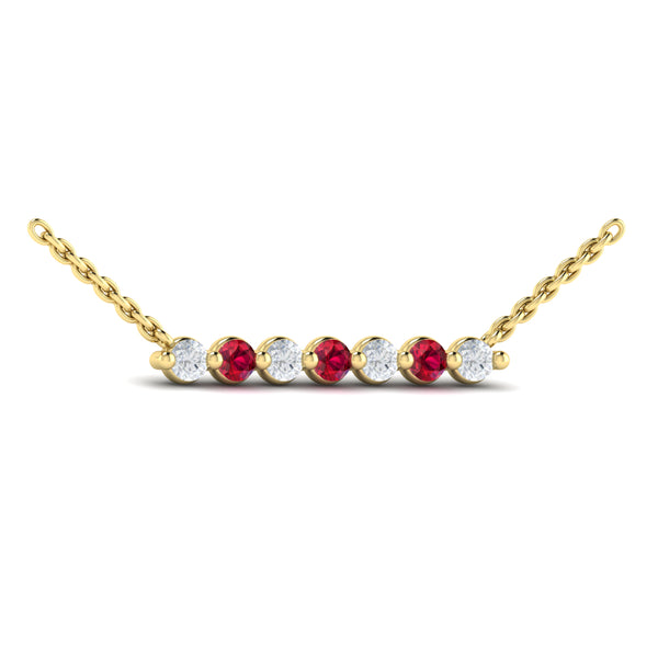 Vlora Adella Diamond and Ruby Bar Necklace
