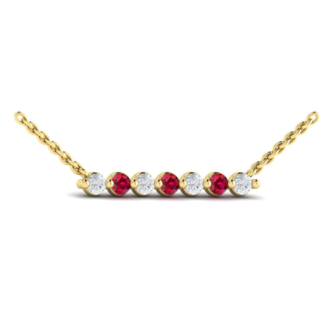 Vlora Adella Diamond and Ruby Bar Necklace