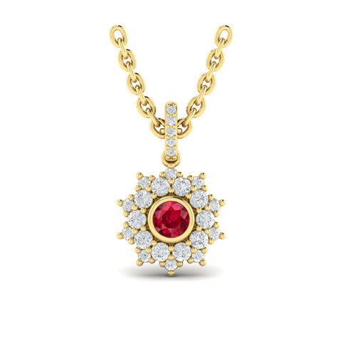 Vlora Adella Diamond and Ruby Pendant Necklace