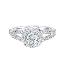 Load image into Gallery viewer, 14K White Gold Split Shank Round Halo Diamond Engagement Ring (0.75CTW)