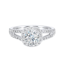 Load image into Gallery viewer, 14K White Gold Split Shank Round Halo Diamond Engagement Ring (1.00CTW)