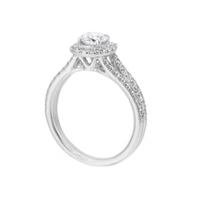 Load image into Gallery viewer, 14K White Gold Split Shank Round Halo Diamond Engagement Ring (0.75CTW)