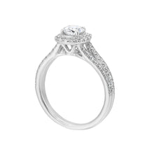 Load image into Gallery viewer, 14K White Gold Split Shank Round Halo Diamond Engagement Ring (0.50CTW)