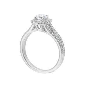 14K White Gold Split Shank Round Halo Diamond Engagement Ring (1.00CTW)