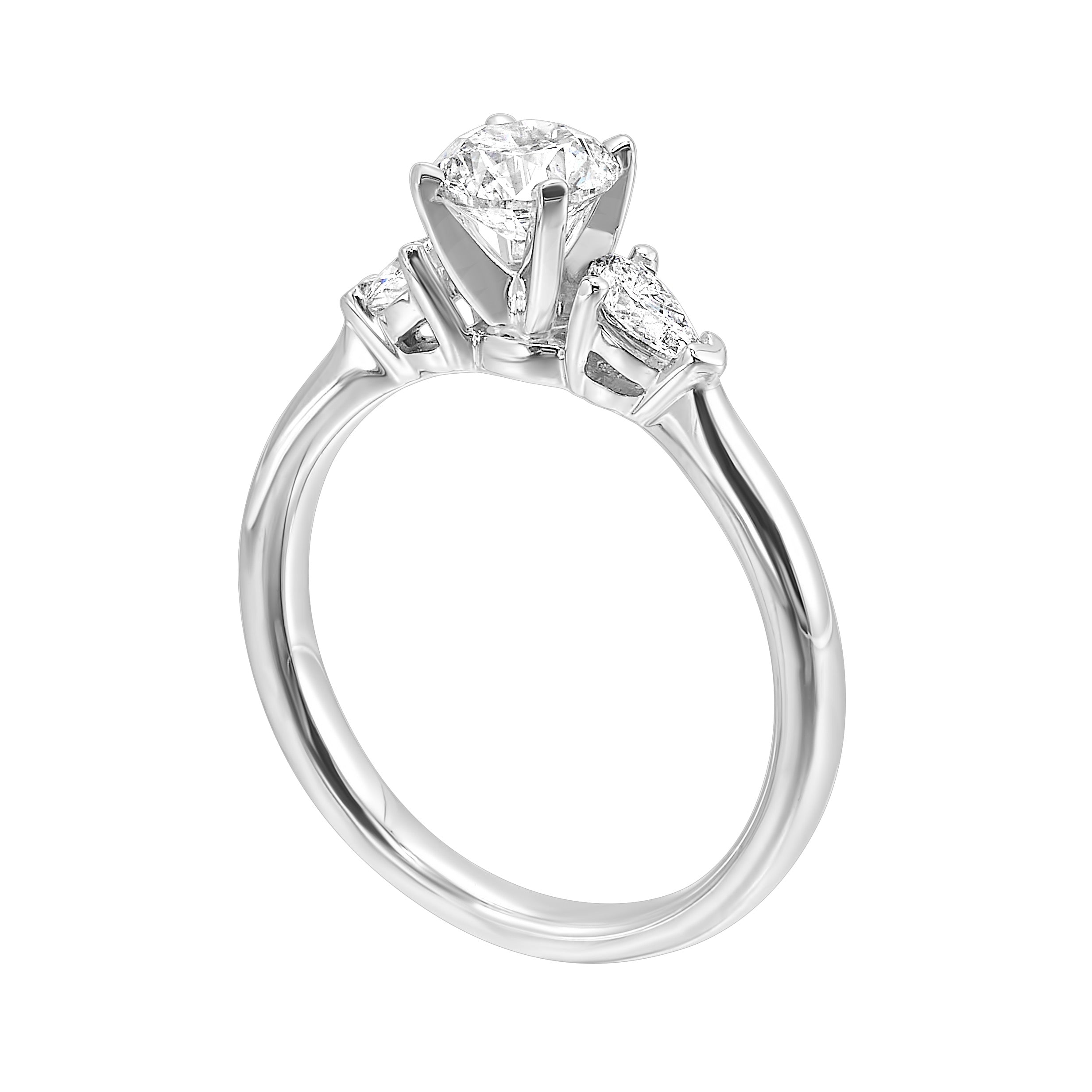 14K White Gold Round Three Stone Diamond Engagement Ring (1.00CTW)