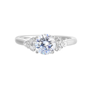 14K White Gold 3 Side Stone Diamond Engagement Ring Semi Mount (0.20CTW)