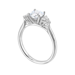 14K White Gold 3 Side Stone Diamond Engagement Ring Semi Mount (0.20CTW)