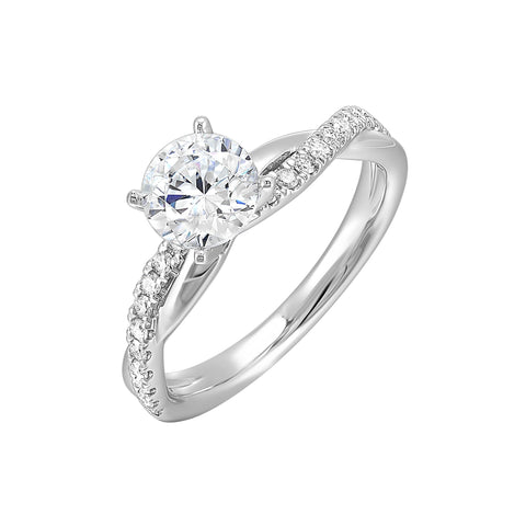 14K White Gold Half Way Solitaire Twist Shank Diamond Engagement Ring (1.22CTW)