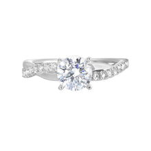 Load image into Gallery viewer, 14K White Gold Half Way Solitaire Twist Shank Diamond Engagement Ring (0.85CTW)