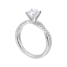 Load image into Gallery viewer, 14K White Gold Half Way Solitaire Twist Shank Diamond Engagement Ring (0.85CTW)