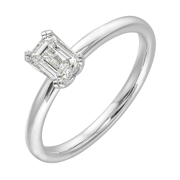 14K White Semi Mount For Emerald Center