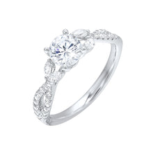 Load image into Gallery viewer, 14K White Gold Split Shank Fishtail Diamond Engagement Semi Mount Ring (0.33CTW)